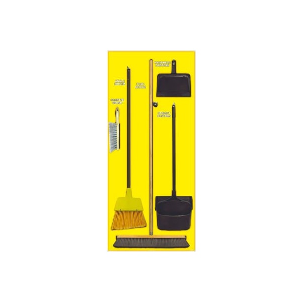 Nmc National Marker Janitorial Shadow Board Combo Kit, Yellow on Black, Pro Series Acrylic - SBK107FG - main